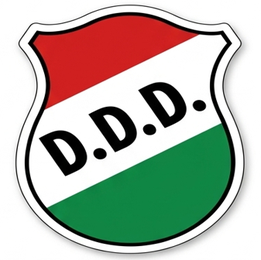 Escudo versión 1: D.D.D. en rojo, blanco y verde